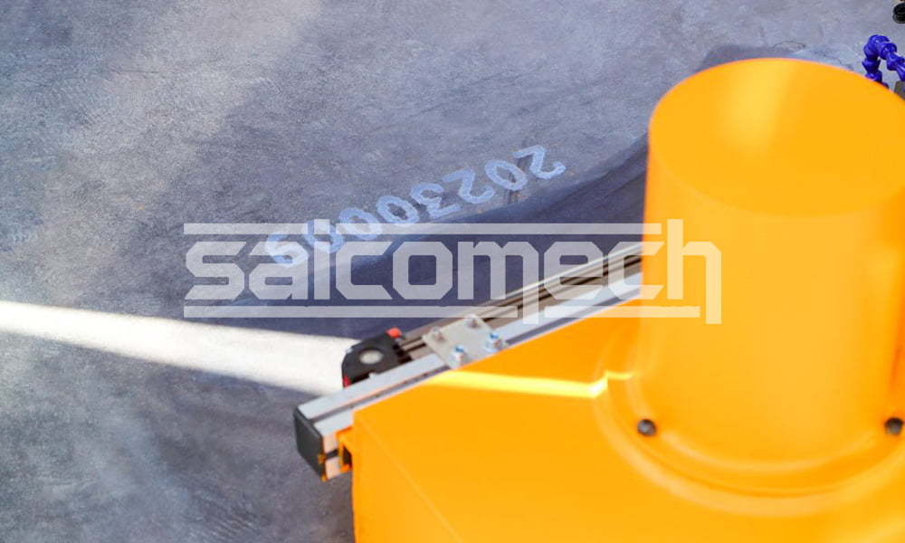 Close view of crane mechanism near a steel plate